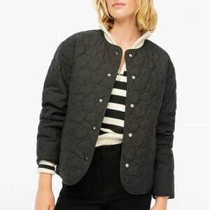 J Crew Puffer Jacket Coat Lightweight Quilted Heart Button Black Plus Size 3X